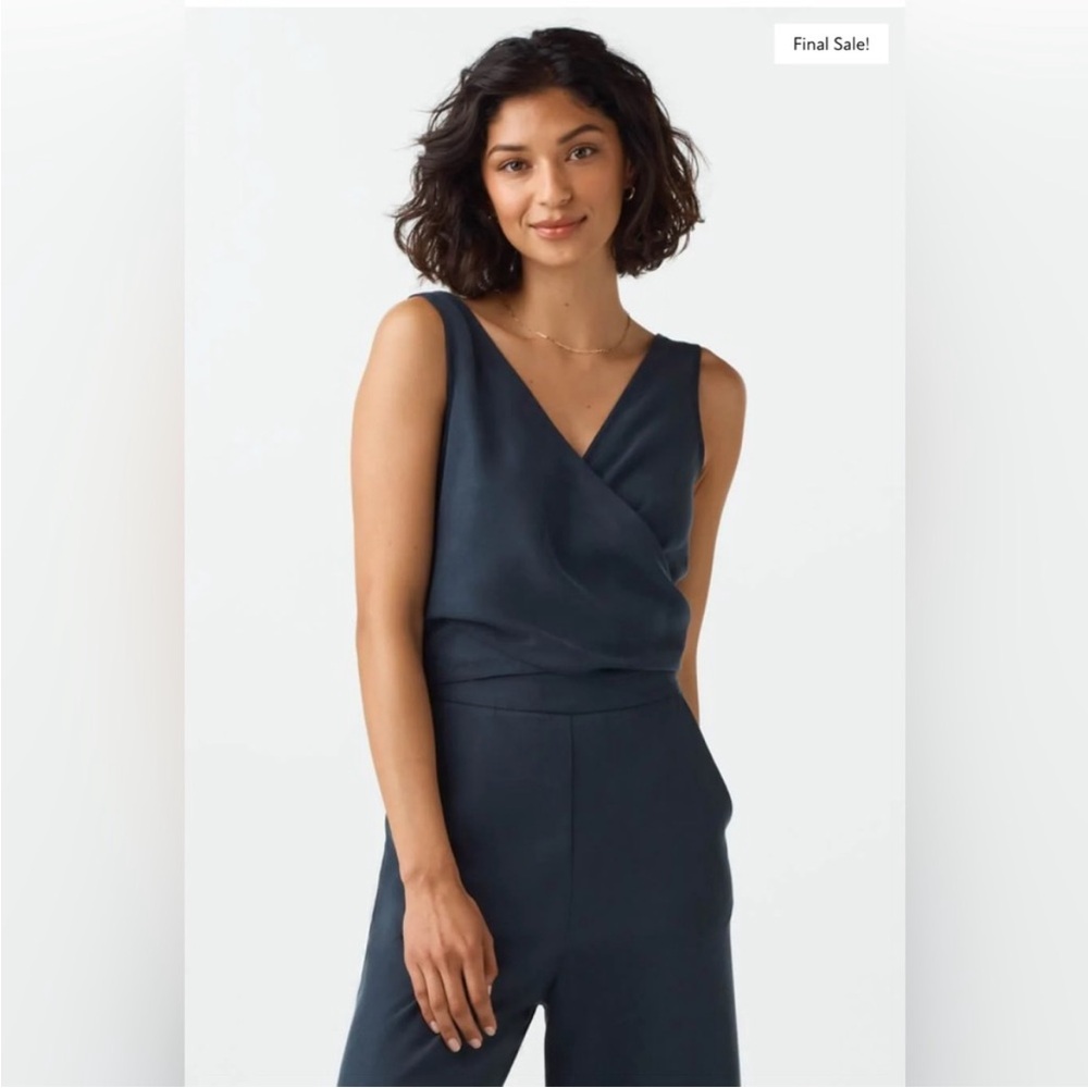 VETTA Black Jumpsuit with V-Neck Wrap and Tailored Fit